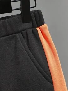 SHEIN Bộ hai mảnh Trai Dây kéo Túi Khối Màu Slogan Giải trí - Nhiều màu - Xem 4