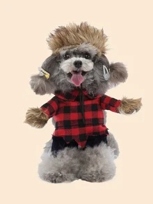 1set Plaid Print Pet Costume Halloween Halloween Costumes - Multicolor - View 1