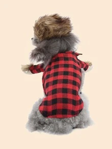 1set Plaid Print Pet Costume Halloween Halloween Costumes - Multicolor - View 2