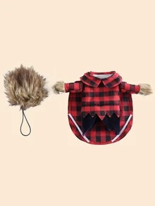 1set Plaid Print Pet Costume Halloween Halloween Costumes - Multicolor - View 5