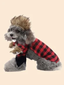 1set Plaid Print Pet Costume Halloween Halloween Costumes - Multicolor - View 8