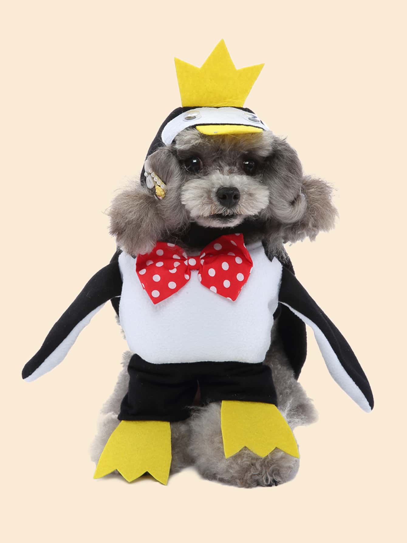 1件套企鵝設計寵物服裝 - 黑與白 - 查看 1