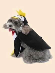 1件套企鵝設計寵物服裝 - 黑與白 - 查看 2