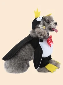 1件套企鵝設計寵物服裝 - 黑與白 - 查看 6