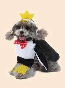 1件套企鵝設計寵物服裝 - 黑與白 - 查看 8