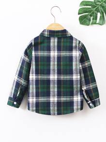 小男童格紋補丁貼口袋襯衫不帶T恤