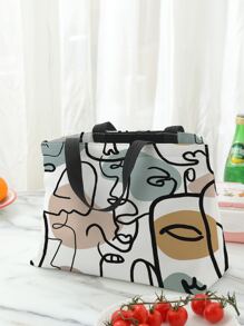 Abstract Figure Graphic Lunch Bag, Large Insulated Lunch Box Storage Bag For Outdoor - Multicolor - View 1