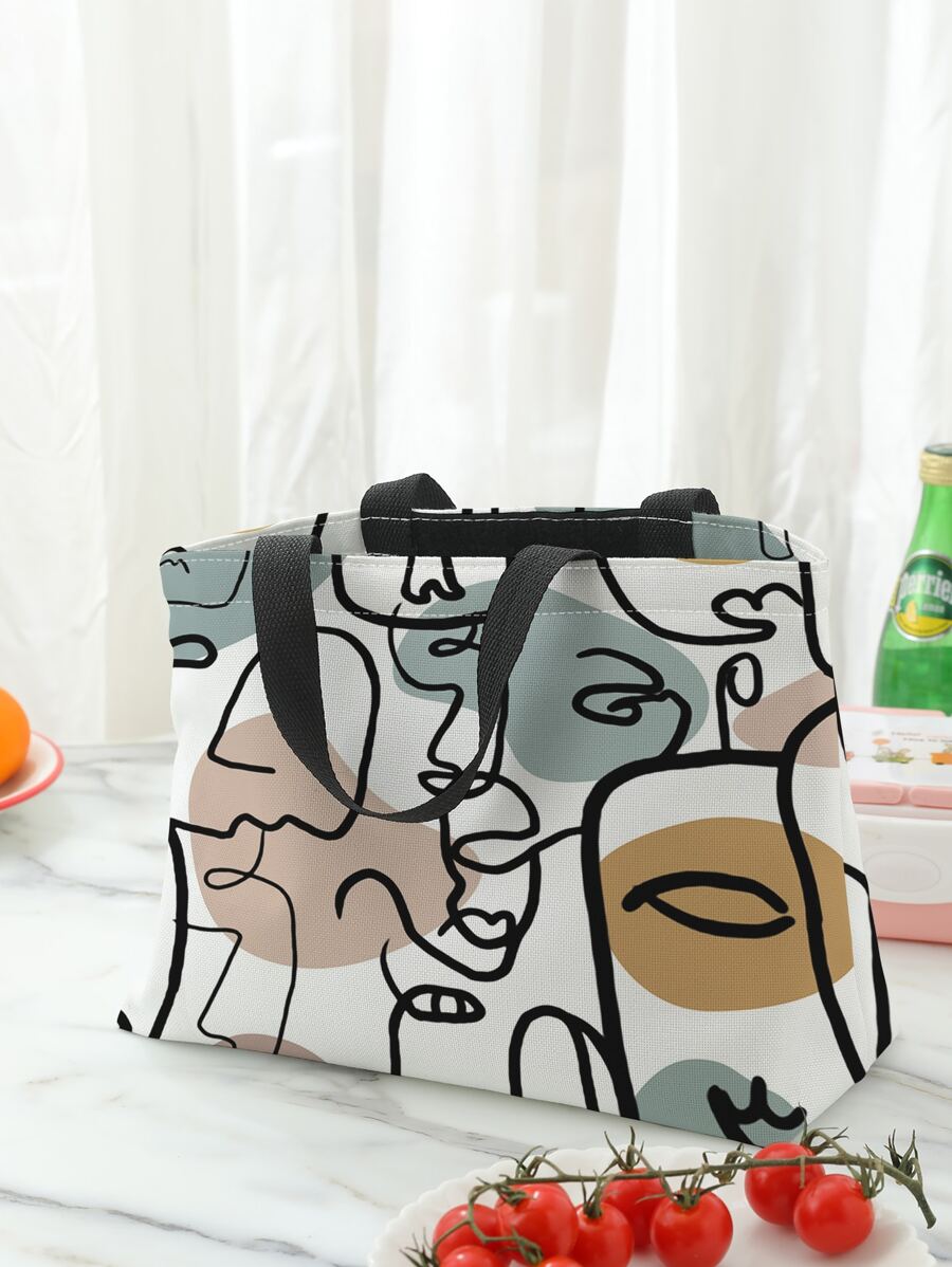 Abstract Figure Graphic Lunch Bag, Large Insulated Lunch Box Storage Bag For Outdoor - Multicolor - View 1