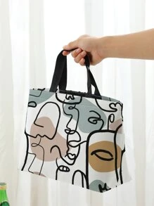 Abstract Figure Graphic Lunch Bag, Large Insulated Lunch Box Storage Bag For Outdoor - Multicolor - View 4