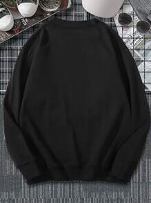 ROMWE MEN Goth Guys Letter Butterfly & Skull Graphic Sweatshirt - Black - View 2