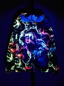 SHEIN 青少年男孩反光彩色烟雾印花卫衣 - 彩色 - 查看 1