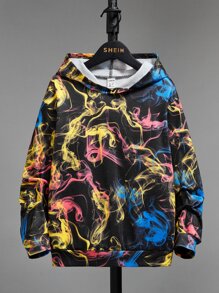 SHEIN 青少年男孩反光彩色烟雾印花卫衣 - 彩色 - 查看 2