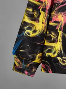 SHEIN 青少年男孩反光彩色烟雾印花卫衣 - 彩色 - 查看 6