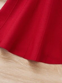 Toddler Girls Solid Flared Knit Skirt - Red - View 3
