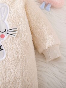 Baby Cartoon Embroidery Fuzzy Jumpsuit - Apricot - View 5