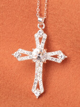 水鑽交叉吊墜項鏈