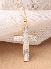 Rhinestone Cross Charm vòng cổ - Vàng - Xem 1