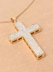 Rhinestone Cross Charm vòng cổ - Vàng - Xem 2