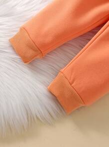 Baby Heart Print Hoodie & Joggers - Orange - View 6