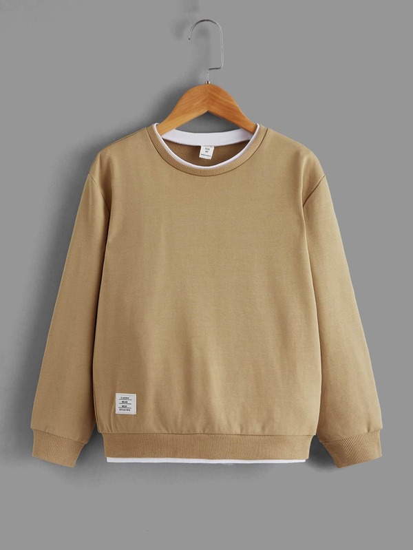 SHEIN Kids EVRYDAY Boys Patched Detail 2 In 1 Pullover SHEIN USA