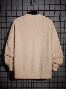 GENTILAND 男士字母刺繡絨毛運動衫 - 杏色 - 查看 2