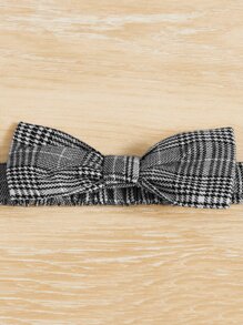 SHEIN 嬰兒格紋印花荷葉邊前蝴蝶結連衣裙附髮帶 - 彩色 - 查看 4