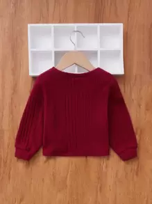 SHEIN Camiseta De Manga Larga Casual Y Cómoda Para Bebé Niña, Adecuada Para Primavera Y Otoño - Burdeos - Ver 2