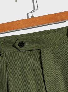 Manfinity Men Slant Pocket Corduroy Suit Pants - Army Green - View 3