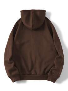 SHEIN EZwear Quần áo thể thao nữ Dây kéo Lễ Các Thánh Giải trí - Cà phê nâu - Xem 2