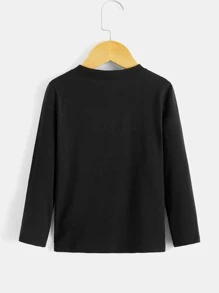 SHEIN Toddler Boys Reflective Bear Print Tee - Black - View 2