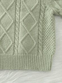 Toddler Girls Cable Knit Raglan Sleeve Jumper & Knit Trousers - Mint Green - View 4