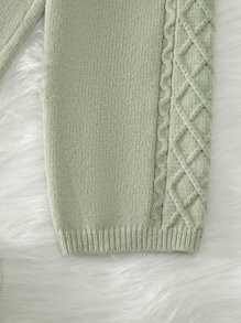 Toddler Girls Cable Knit Raglan Sleeve Jumper & Knit Trousers - Mint Green - View 5
