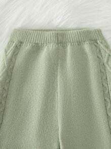 Toddler Girls Cable Knit Raglan Sleeve Jumper & Knit Trousers - Mint Green - View 6