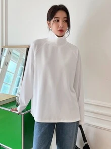 DAZY Turtleneck Raglan Sleeve Tee Long Sleeve Women - White - View 3