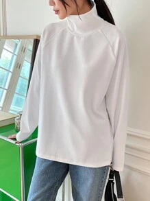 DAZY Turtleneck Raglan Sleeve Tee Long Sleeve Women - White - View 5