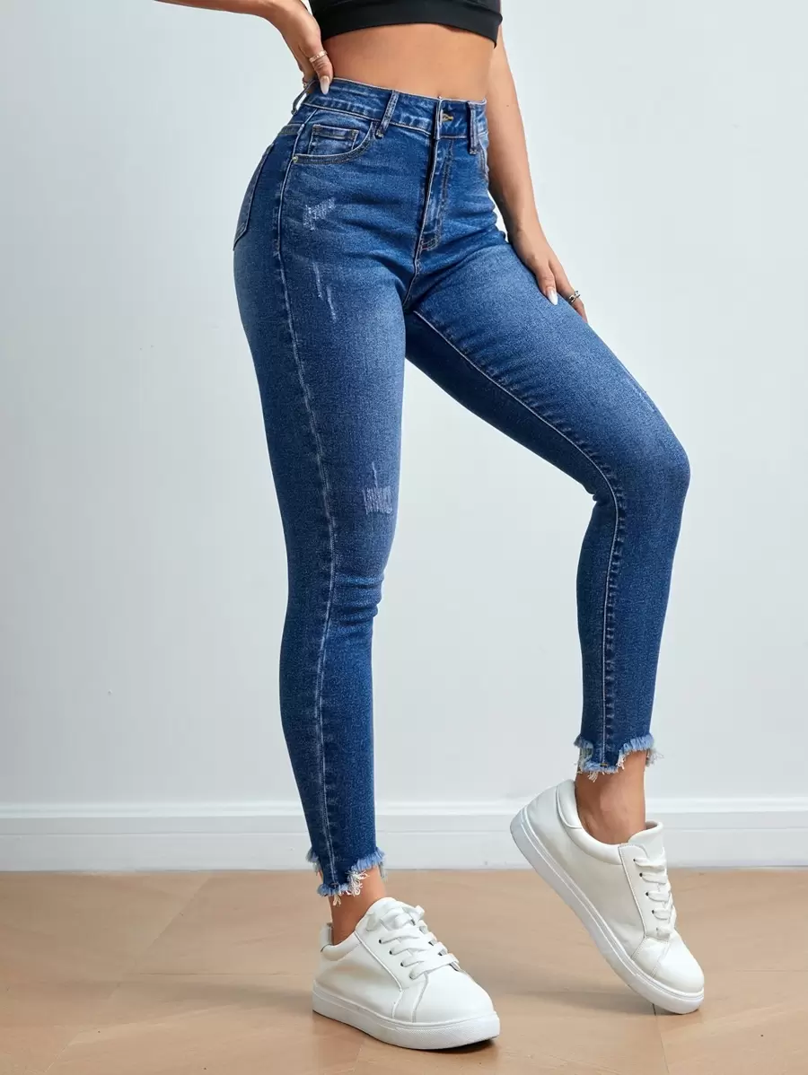SHEIN PETITE Women Jeans  Thickened Denim - Dark Wash - View 1