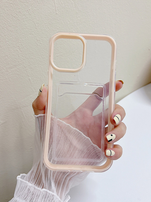 Contrast Frame Clear Card Slot Phone Case SHEIN USA