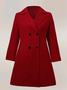 SHEIN Clasi Manteau de survêtement à double boutonnage avec col châle, hiver