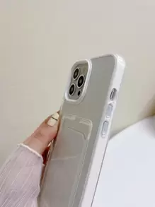 Hộp đựng điện thoại có khe cắm thẻ trong suốt khung tương phản - trắng - Xem 3