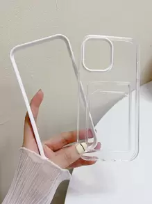 Hộp đựng điện thoại có khe cắm thẻ trong suốt khung tương phản - trắng - Xem 4