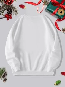 Christmas Tree & Slogan Graphic Pullover - White - View 2