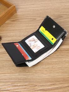 男士金屬裝飾短皮夾 - 黑色 - 查看 2