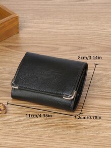 男士金屬裝飾短皮夾 - 黑色 - 查看 4