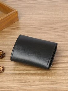 男士金屬裝飾短皮夾 - 黑色 - 查看 6