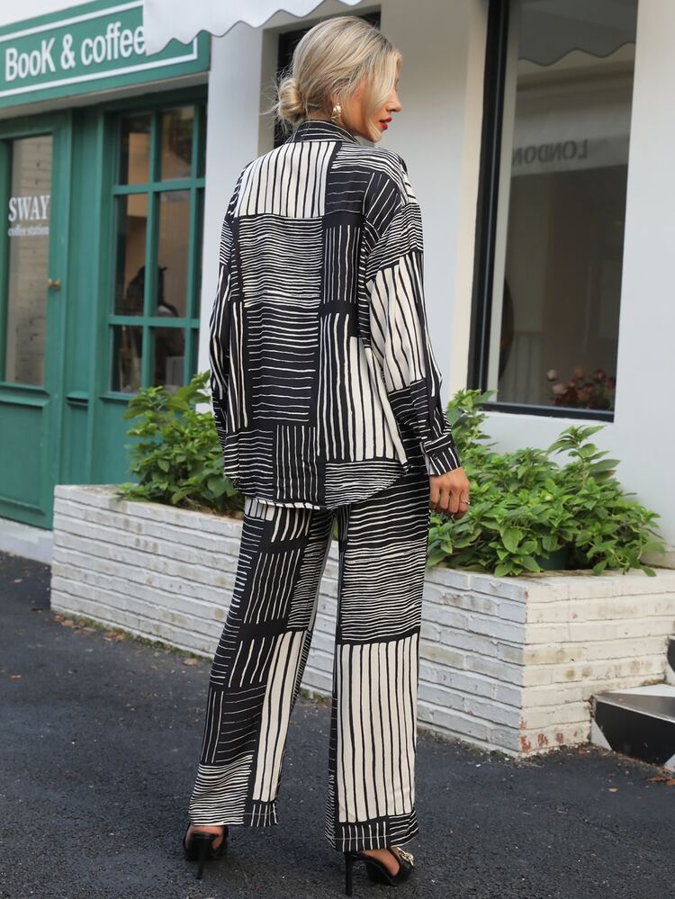 Striped Drop Shoulder 1 Shirt & 1 Pants