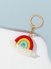 Rainbow & Tassel Charm Keychain - Multicolor - View 2