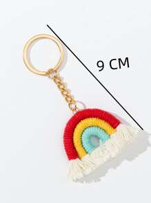 Rainbow & Tassel Charm Keychain - Multicolor - View 4