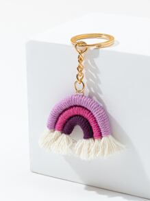 Rainbow & Tassel Charm Keychain - Multicolor - View 3
