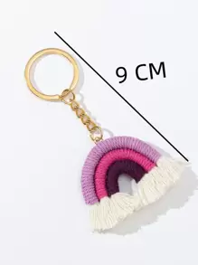 Rainbow & Tassel Charm Keychain - Multicolor - View 4