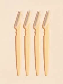 Lady Eyebrow Razor, 4pcs Stainless Steel Women's Facial Razor, Multifunctional Facial Razor, Suitable For Men And Women With Protective Cover For Eyebrow Trimming And Shaving - Yellow - View 2